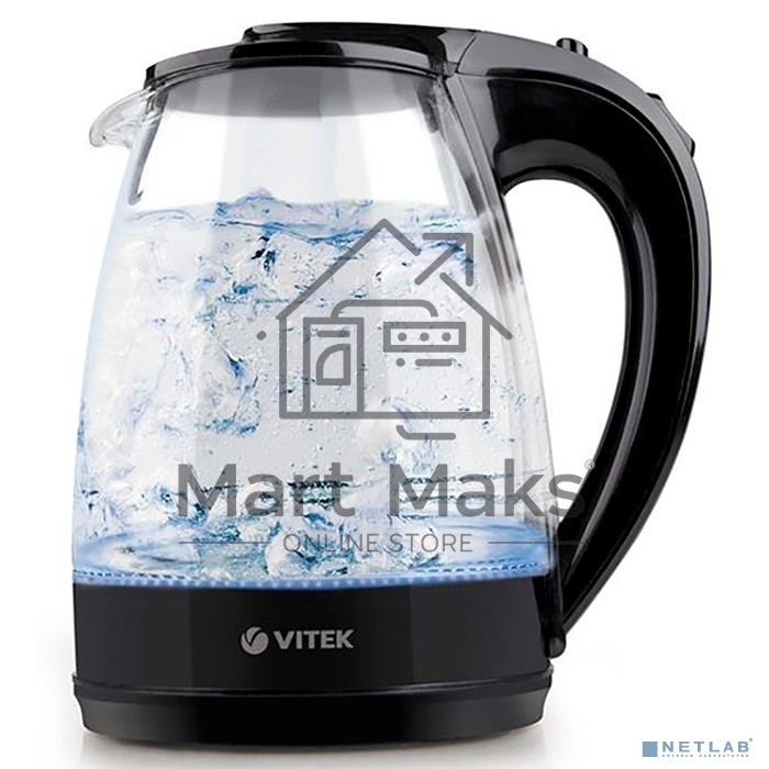 Чайник электрический Vitek VT-1122 TR бесцветное стекло (стекло, 1,7 л, 2200 Вт)