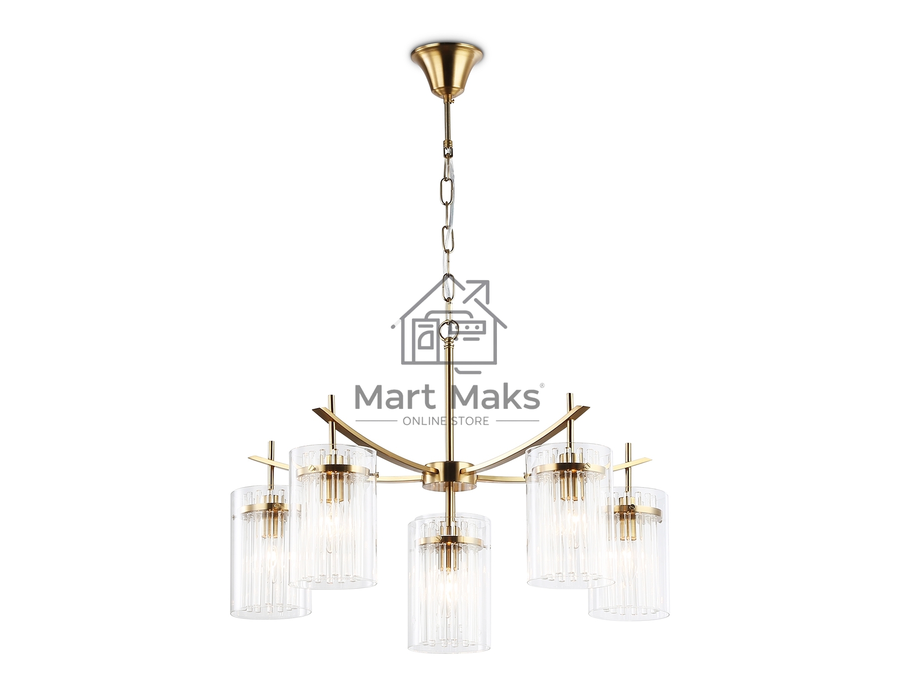Люстра Ambrella light LH56031/5+1 BS/CL латунь/прозрачный E14*6 max 40W D680*1200
