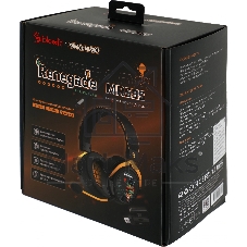 Гарнитура Bloody MR595 Renegade чёрный, беспроводная + проводная, Bluetooth/радиоканал/USB-C, до 135 ч, подсветка, съёмный микрофон