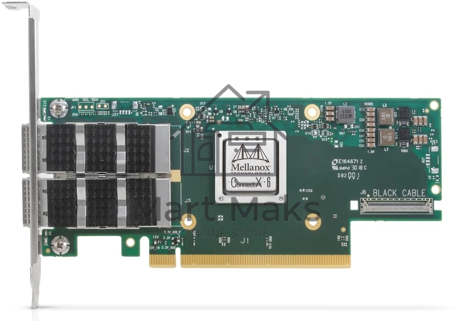 Адаптер MELLANOX Infiniband ConnectX®-6 VPI adapter card, 100Gb/s (HDR100, EDR IB and 100GbE), dual-port QSFP56, PCIe3.0/4.0 x16, tall bracket, single pack
