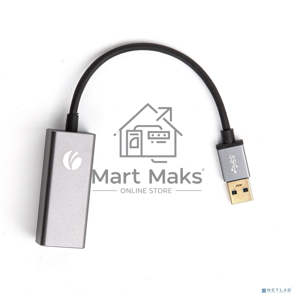 Кабель-переходник USB 3.0 (Am) --> LAN RJ-45 Ethernet 1000 Mbps, Aluminum Shell, VCOM <DU312M>