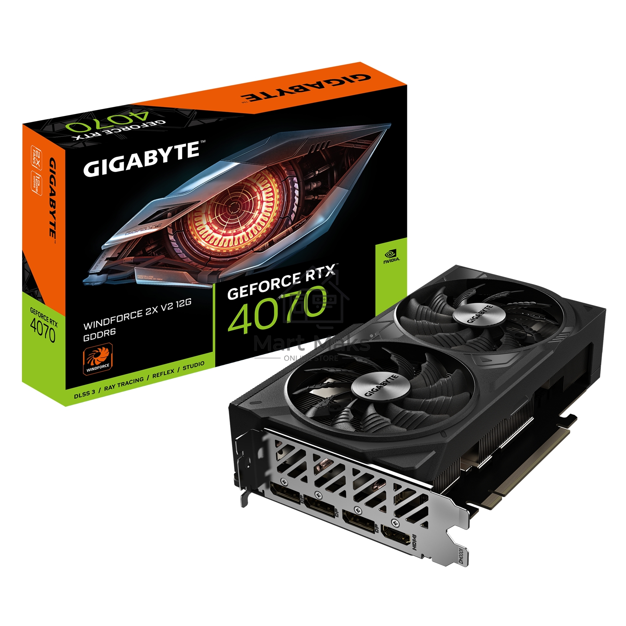 Видеокарта Gigabyte PCI-E 4.0 GV-N4070WF2V2-12GD NVIDIA GeForce RTX 4070 12Gb 192bit GDDR6 2475/20000 HDMIx1 DPx3 HDCP Ret