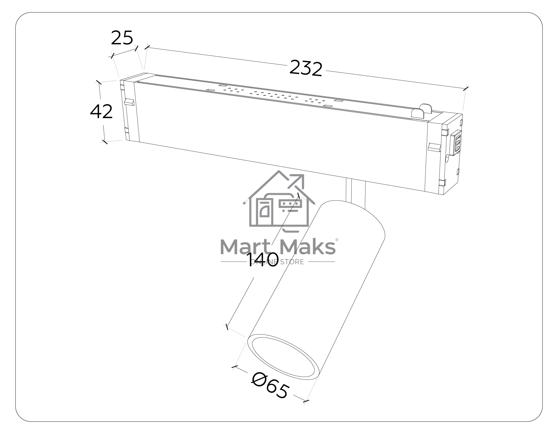 Управляемый светодиодный светильник для шинопровода Magnetic Ambrella light GL1232 BK черный IP20 24W 3000K-6400K 220V 36° D65*140 (Без ПДУ)