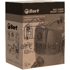 Строительный пылесос Bort BAX-1530M-Smart Clean 1600Вт (уборка: сухая/влажная) черный