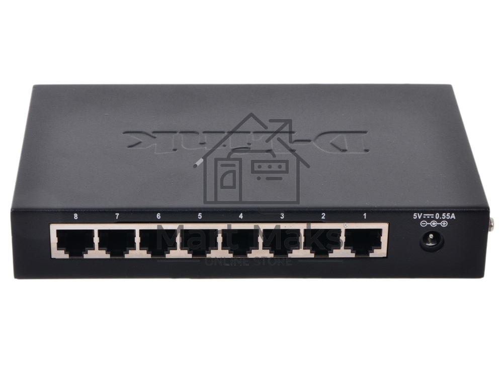Неуправляемый коммутатор с 8 портами 10/100Base-TX D-Link DES-1008D/(K2A/K3A)RU/J1A/J2A/L2A/L2B