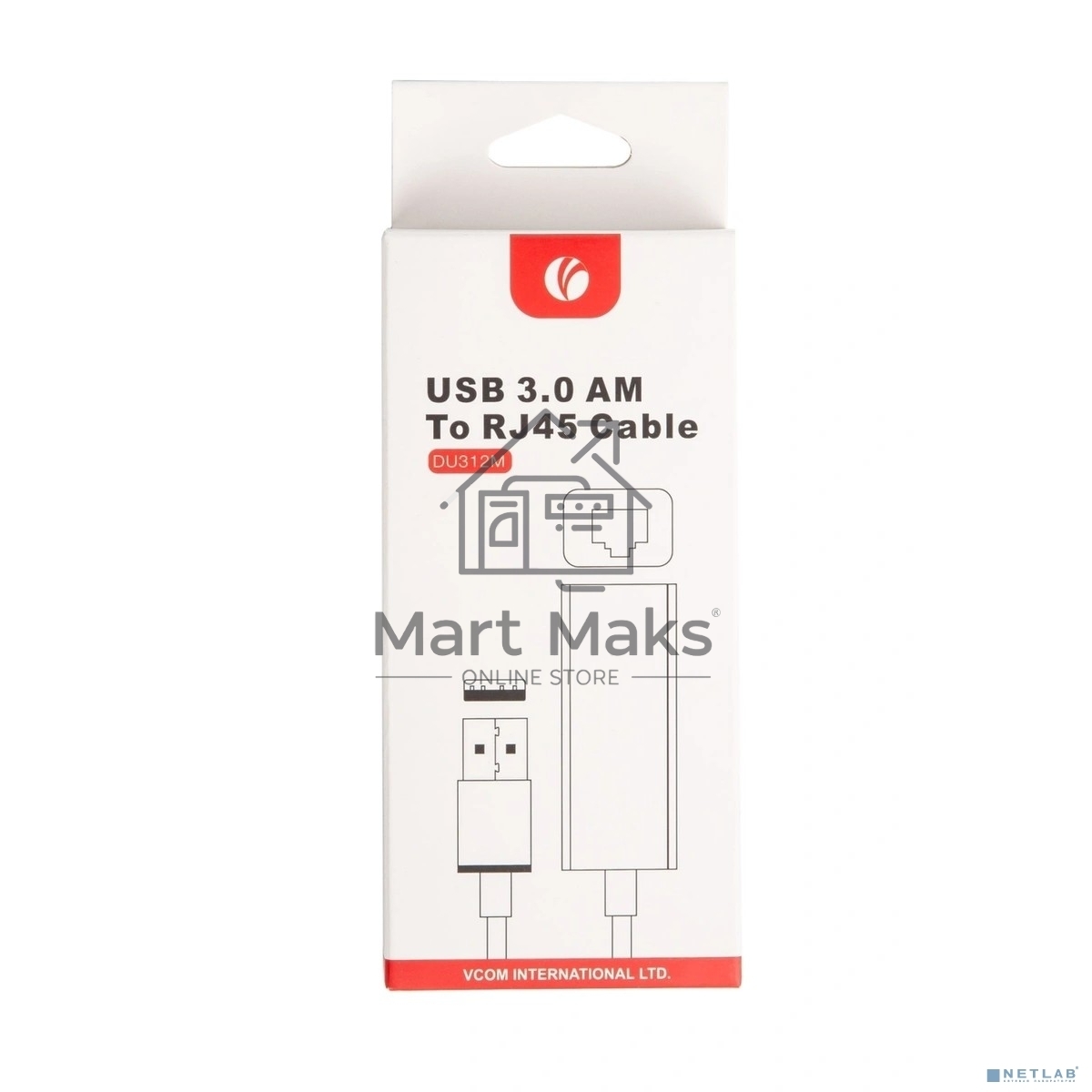 Кабель-переходник USB 3.0 (Am) --> LAN RJ-45 Ethernet 1000 Mbps, Aluminum Shell, VCOM <DU312M>