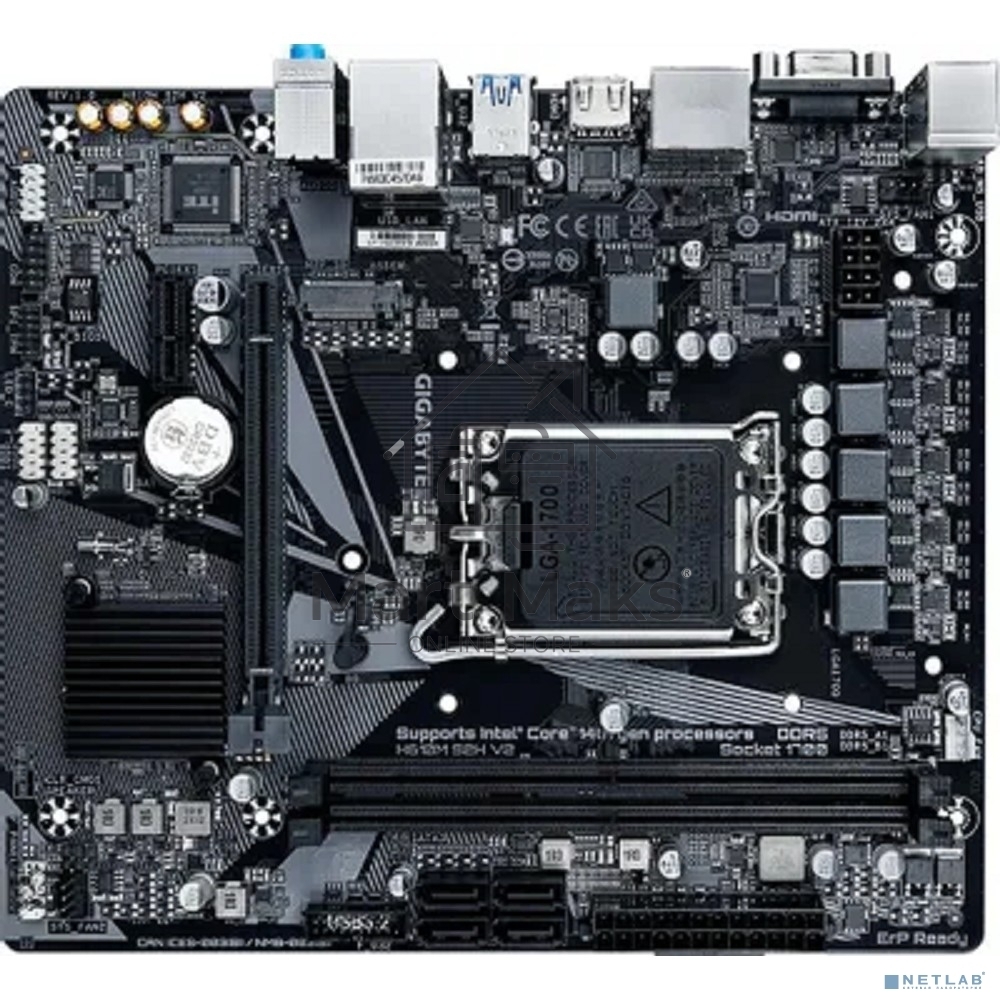 Материнская плата Gigabyte H610M S2H V2, LGA 1700, Intel H610, 2xDDR5, 4xSATA, 1xM.2, 1xPCIe 4.0 x16, 1xPCIe x1, 1xHDMI, 2xDP, 1xD-Sub, 1x 1Gb LAN, 2xUSB-A 3.2 Gen 1, 4xUSB-A 2.0, 3x 3.5 мм, 7.1, mATX