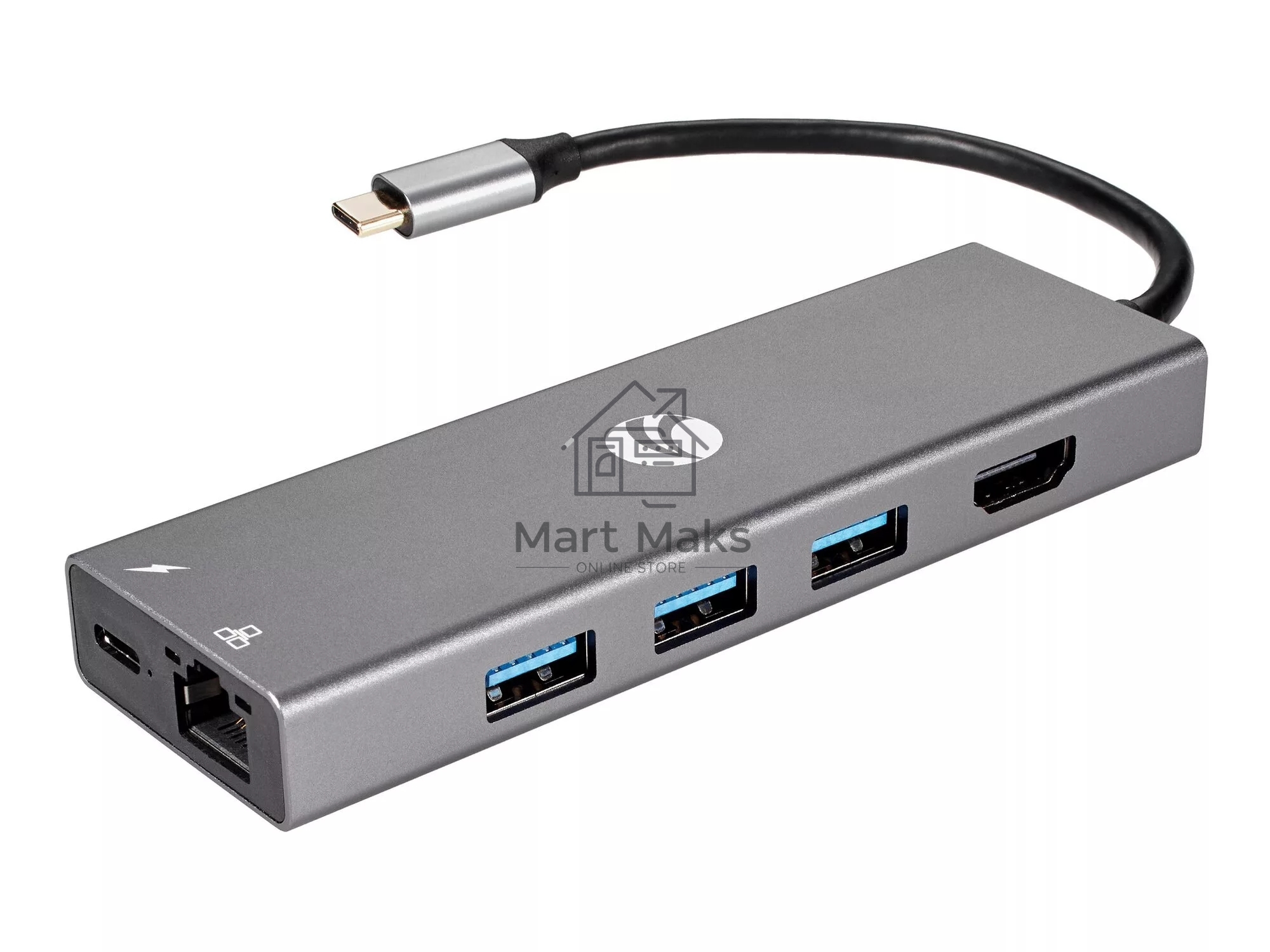 Адаптер VCOM CU459 Type-Cm --> RJ-45+2USB3.0(f) + PD100 Вт Alum Shell VCOM <CU459>