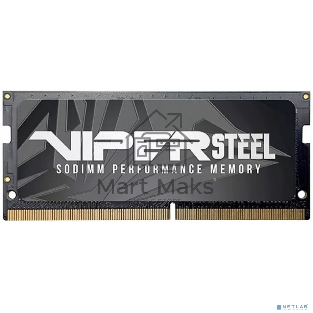 Оперативная память Patriot Steel Series, DDR4, 32GB (1x32 GB), 3200 MHz, CL22, радиатор, черный, SO-DIMM
