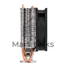 Кулер ExeGate Wizard EXX200-PWM.RGB (Al+Cu, 2 тепл.трубки, LGA775/1150/1151/1155/1156/1200/1700/1851/AM2/AM2+/AM3/AM3+/AM4/AM5/FM1/FM2/754/939/940, TDP 95W, Fan 90мм, PWM, 800-2400RPM, Hydro bearing, 4pin, 11-24db, 305г, RGB подсветка, с термопастой, на защелках, RTL)