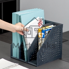 Лоток вертикальный Deli 78995DK-GREY 3 отд. складной для бумаг A4 250х256х243мм темно-серый, пластик