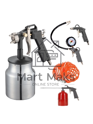 Набор пневмоинструмента PATRIOT KIT 5В5пр. краскопульт с н.баком пистолеты шланг5м пульверизатор