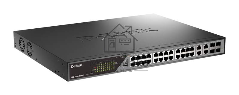 Сетевой коммутатор Smart L2 Surveillance Switch 24х1000Base-T PoE (8 PoE ports 802.3bt 90W), 4xCombo 1000Base-T PoE/SFP, PoE Budget 518W, Long-range PoE up to 250m