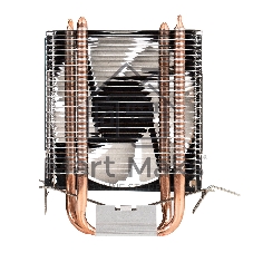 Кулер ExeGate Wizard EXX200-PWM.RGB (Al+Cu, 2 тепл.трубки, LGA775/1150/1151/1155/1156/1200/1700/1851/AM2/AM2+/AM3/AM3+/AM4/AM5/FM1/FM2/754/939/940, TDP 95W, Fan 90мм, PWM, 800-2400RPM, Hydro bearing, 4pin, 11-24db, 305г, RGB подсветка, с термопастой, на защелках, RTL)