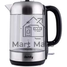 Чайник электрический Domfy DSM-EK401 1.8л. 2200Вт черный/прозрачный (корпус: стекло)