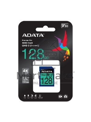 Флеш карта SD ADATA 128Gb ADATA Premier Pro SDXC Class 10 UHS-I U3 V30S 95/60 MB/sФлеш карта SD