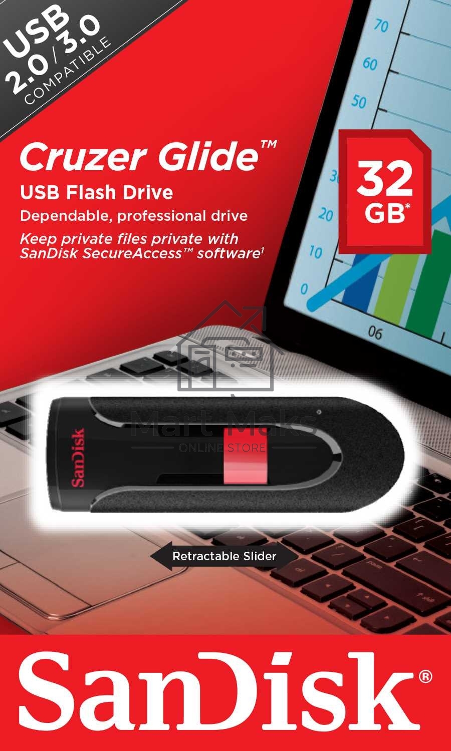 Флешка USB R/W R/W Sandisk 32Gb Cruzer Glide SDCZ60-032G-B35 USB2.0 черный