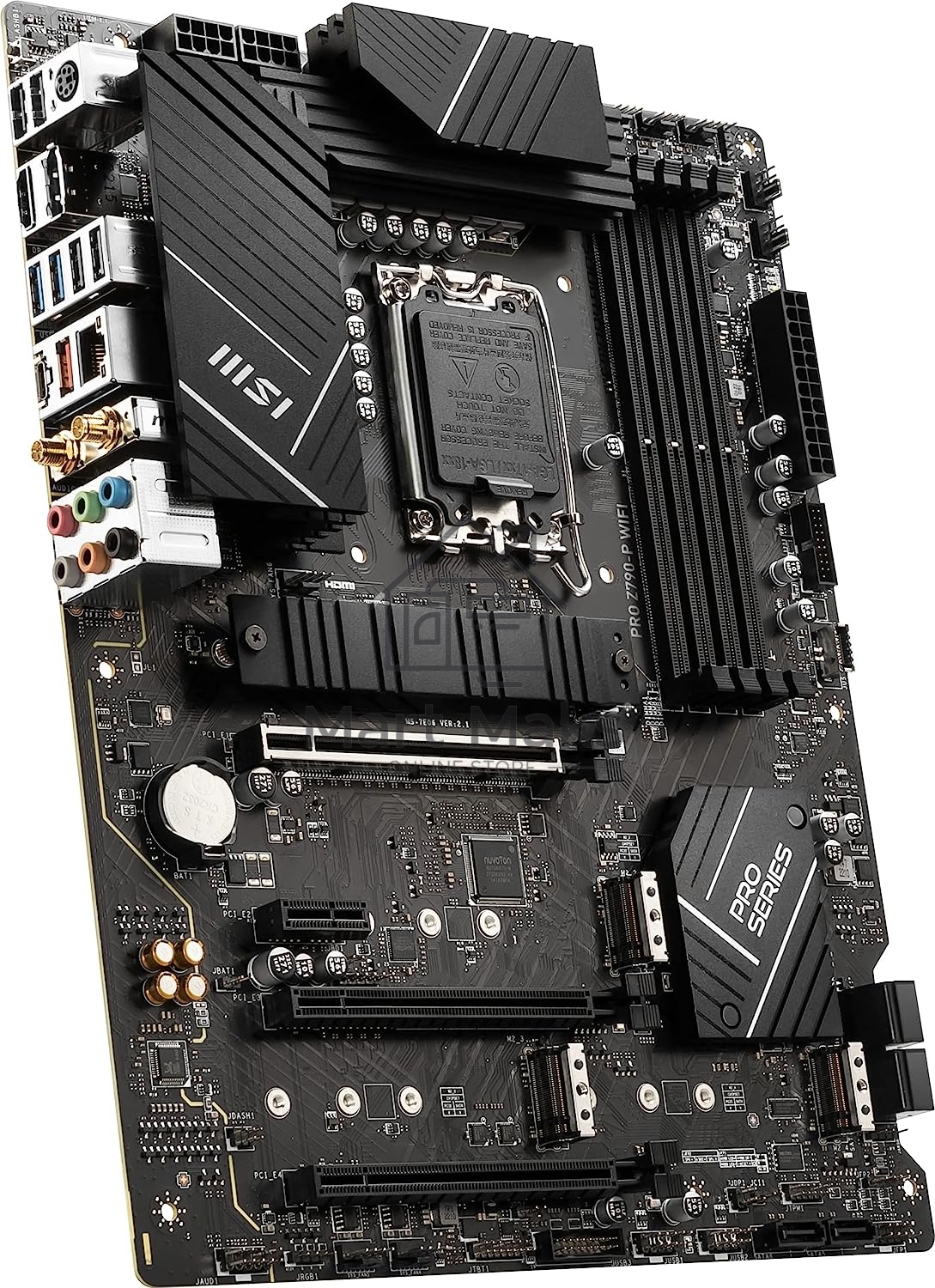 Материнская плата MSI PRO Z790-P WIFI, LGA 1700, Intel Z790, 4xDDR5, 6xSATA, 4xM.2, 1xPCIe 5.0 x16, 1xPCIe 4.0 x16, 1xPCIe 3.0 x16, 1xPCIe x1, 1xHDMI, 1xDP, 1x2.5Gb LAN, 4xUSB-A 2.0, 2xUSB-A 3.2 Gen 1, 1xUSB-A 3.2 Gen 2, 1xUSB-C 3.2 Gen 2x2, 6x3.5мм, 7.1,