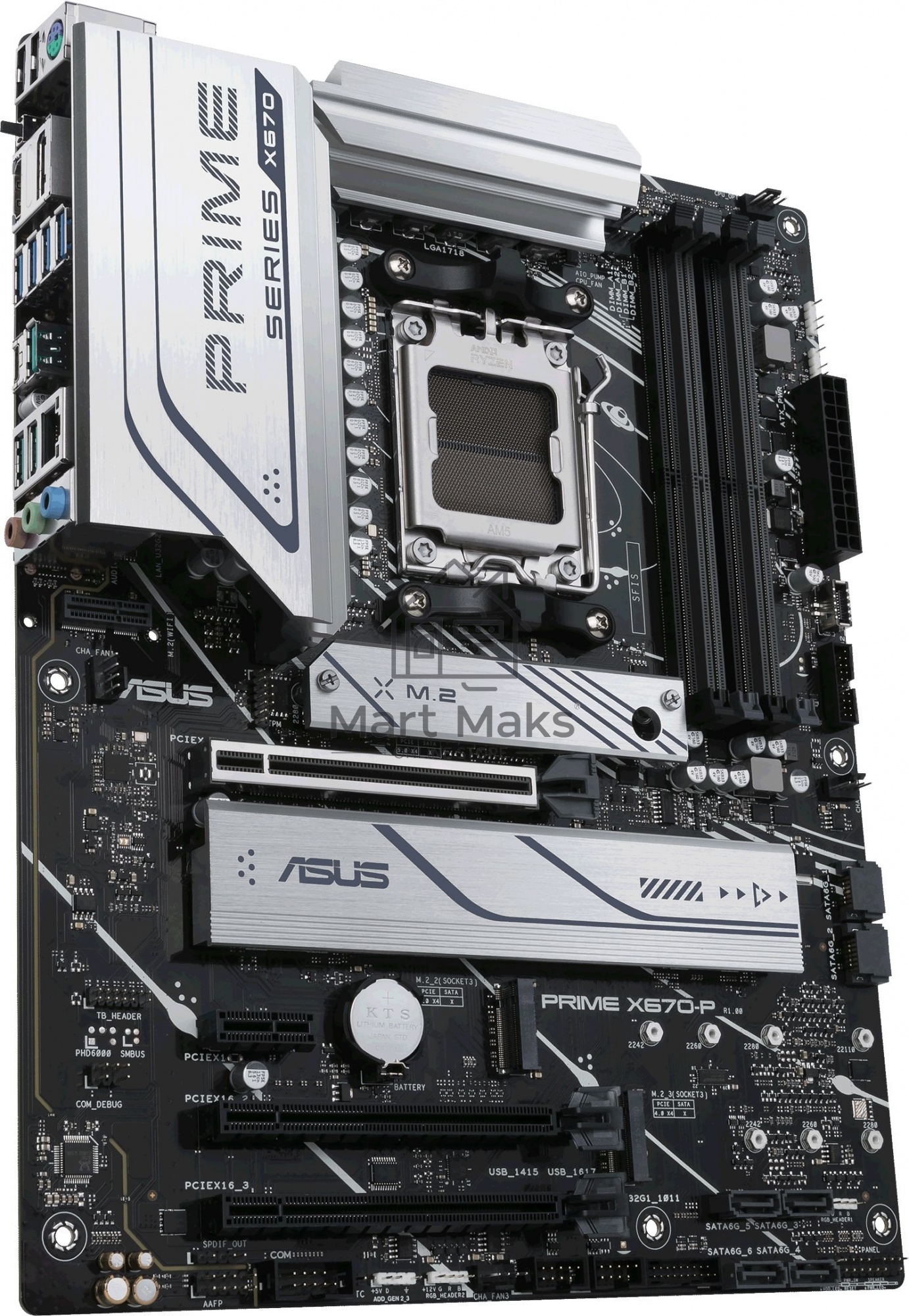 Материнская плата ASUS PRIME X670-P, AM5, AMD X670, 4xDDR5, 6xSATA, 3xM.2, 1xPCI-E 4.0 x16, 2xPCI-E 4.0 x4, 1xPCI-E x1, 1xHDMI, 1xDP, 1x 2.5Gb LAN, 2xUSB-A 2.0, 3xUSB-A 3.2 Gen 1, 3xUSB-A 3.2 Gen 2, 1xUSB-C 3.2 Gen 2x2, 3x3.5 мм, 7.1, ATX.