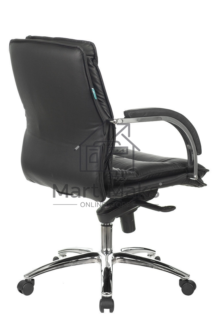 Кресло руководителя Бюрократ T-9927SL-LOW/BLACK черный, кожа, низкая спинка, крестовина хром