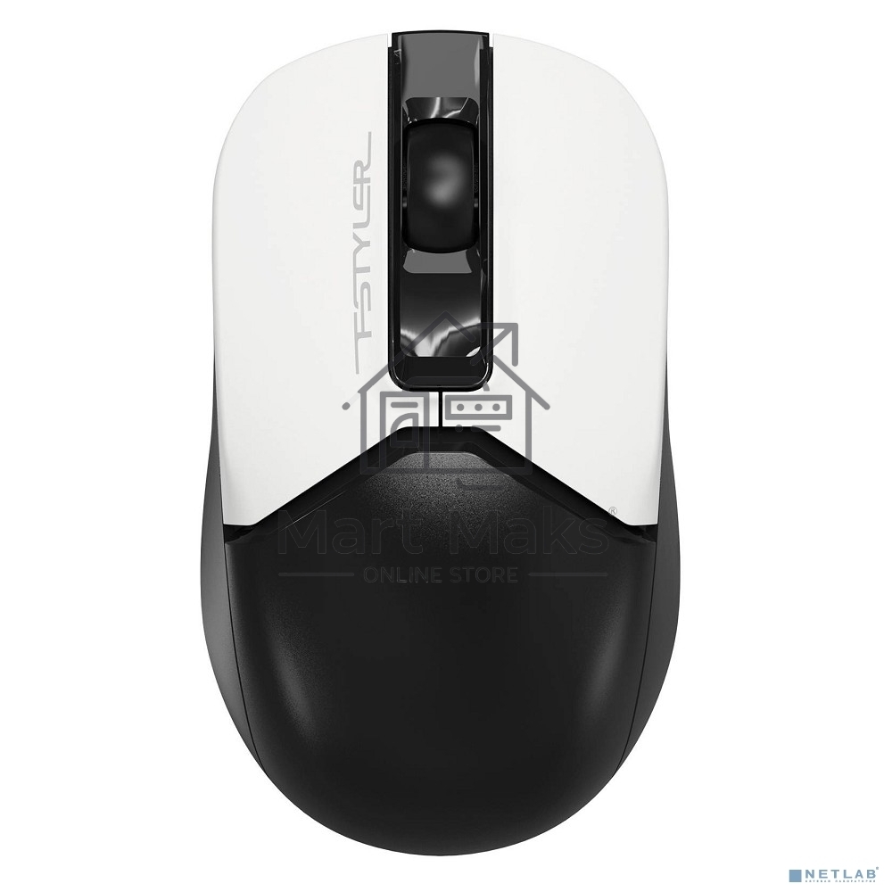 Мышь беспроводная A4Tech Fstyler FG12 белый/черный, 1200 dpi, радиоканал, USB, кнопки - 3