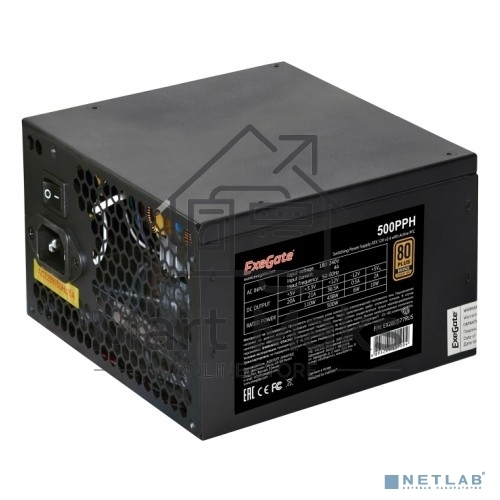 Блок питания ExeGate 500PPH-OEM (EX280577RUS-OEM), 500Вт, 80 PLUS, 120Вт, черный