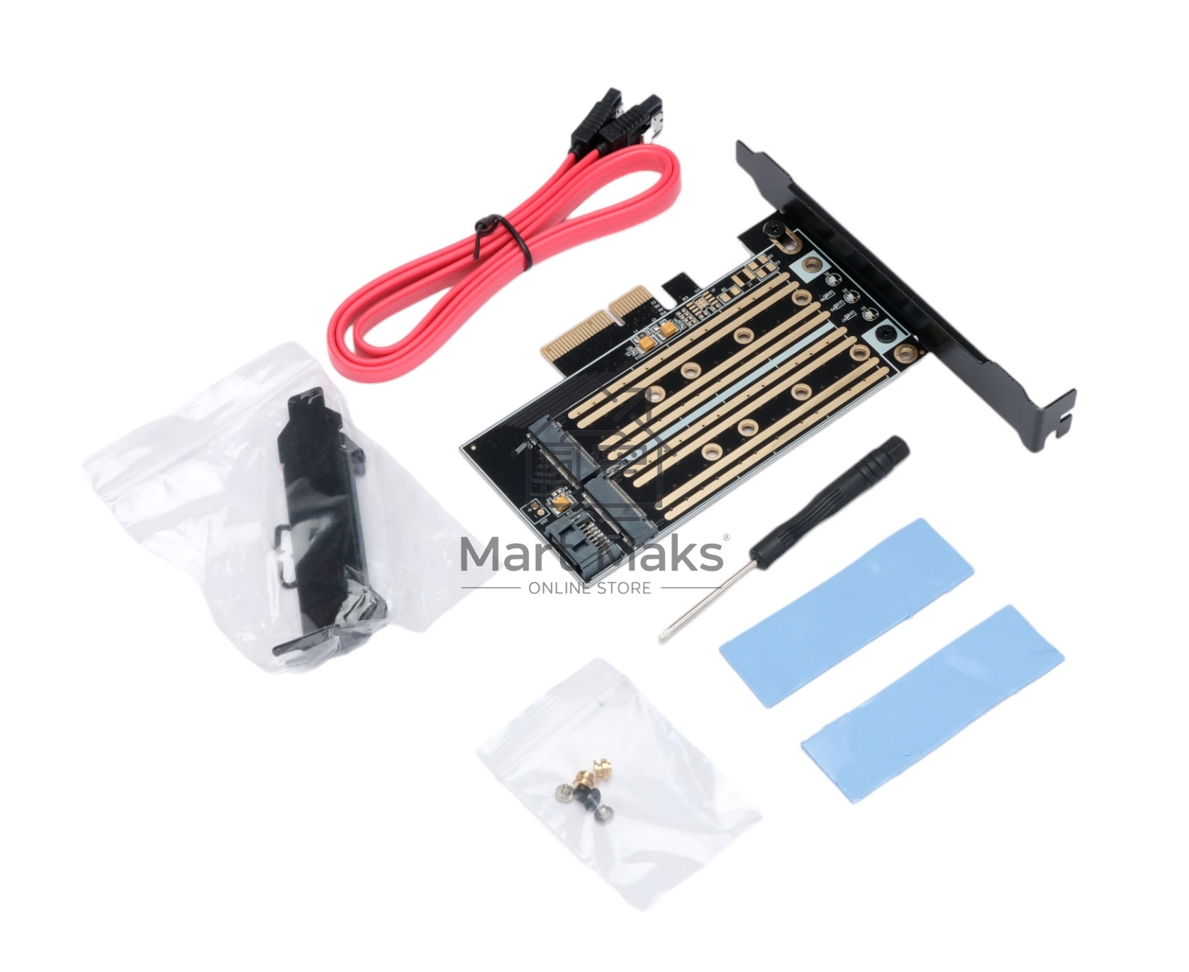 Адаптер для двух SSD M.2 (NVMe+SATA) в разъем PCI-e Gembird MF-PCIE-NVME-SATA, коробка