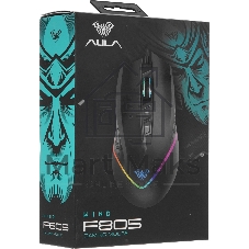 Мышь проводная AULA F805 черный, 6400 dpi, USB, кнопки - 7