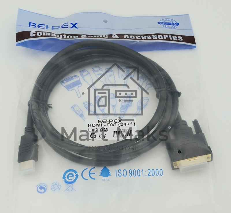 Кабель видео Behpex HDMI (m)/DVI-D (Dual Link) (m) 2м. черный