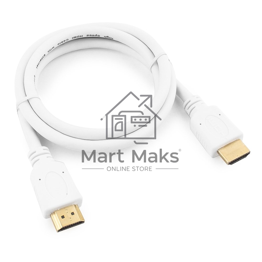 Кабель Cablexpert HDMI CC-HDMI4-W-1M, 19M/19M, v2.0, медь, позол.разъемы, экран, 1м, белый, пакет