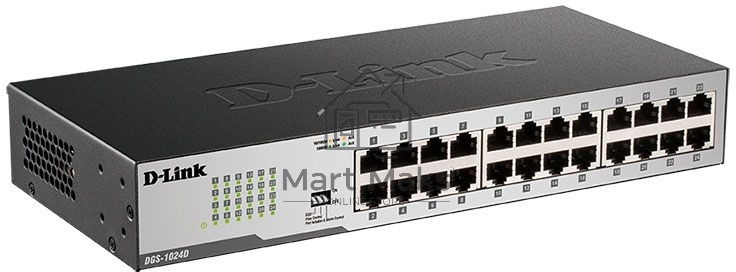 Неуправляемый коммутатор D-Link DGS-1024D с 24 портами 10/100/1000Base-T и функцией энергосбережения