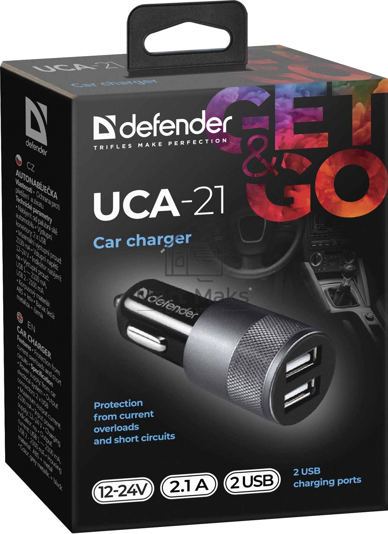 Зарядное устройство для авто Defender UCA-21 5V 2.1A