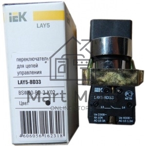 Переключатель LAY5-BD33 на 3 полож. черн. I-O-II станд. ручка ИЭК BSW60-BD-3-K02