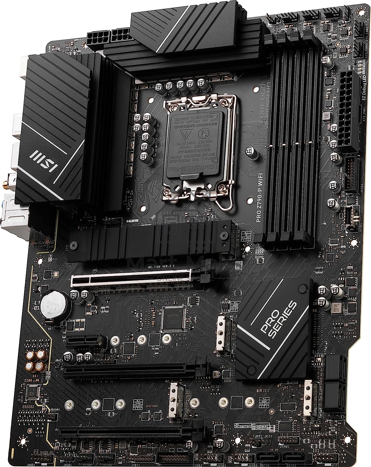 Материнская плата MSI PRO Z790-P WIFI, LGA 1700, Intel Z790, 4xDDR5, 6xSATA, 4xM.2, 1xPCIe 5.0 x16, 1xPCIe 4.0 x16, 1xPCIe 3.0 x16, 1xPCIe x1, 1xHDMI, 1xDP, 1x2.5Gb LAN, 4xUSB-A 2.0, 2xUSB-A 3.2 Gen 1, 1xUSB-A 3.2 Gen 2, 1xUSB-C 3.2 Gen 2x2, 6x3.5мм, 7.1,