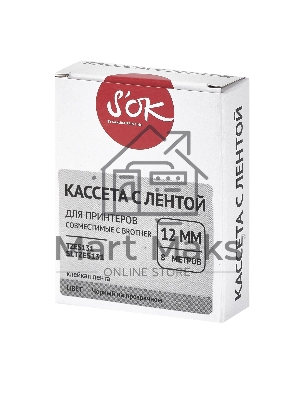 Кассета с лентой S'OK by Sakura Printing TZES131 для Brother, черный на прозрачном, 12мм/8м, наклейка
