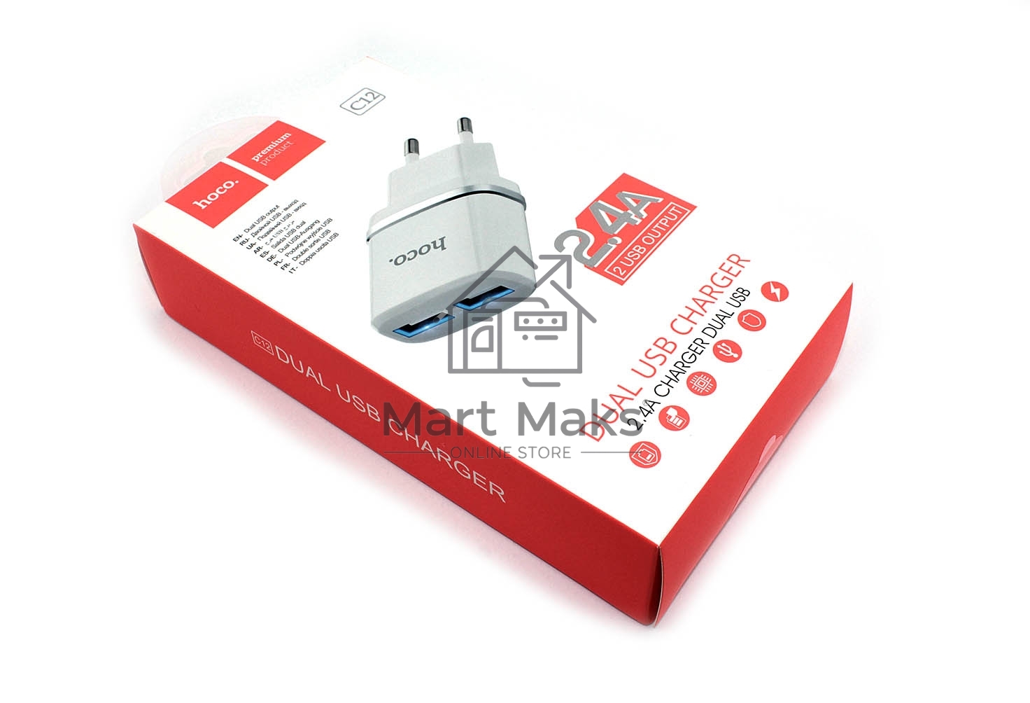 Зарядное устройство C12 Smart dual USB charger, белый