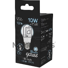Лампа светодиодная Gauss A60 10Вт цок.:E27 шар 220B 4100K св.свеч.бел.нейт. A60 (упак.:10шт)