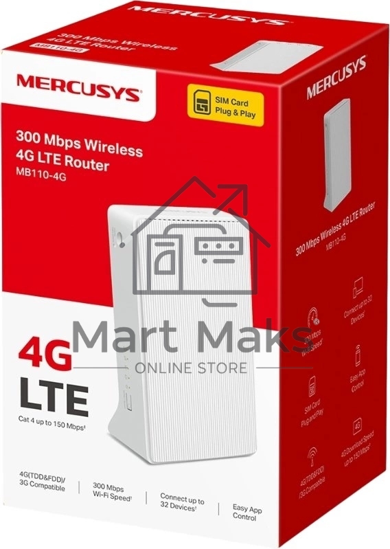 Роутер Wi-Fi Mercusys MB110-4G N300 с поддержкой 4G LTE