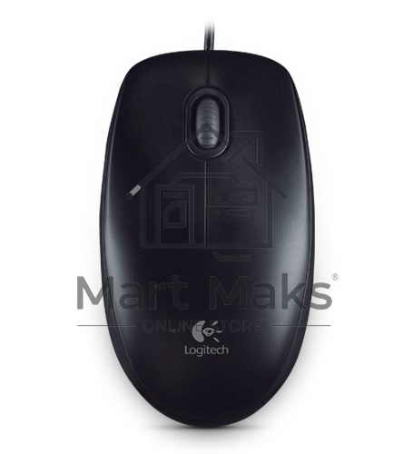 Мышь проводная Logitech B100 черный, 1000 dpi, USB, кнопки - 3