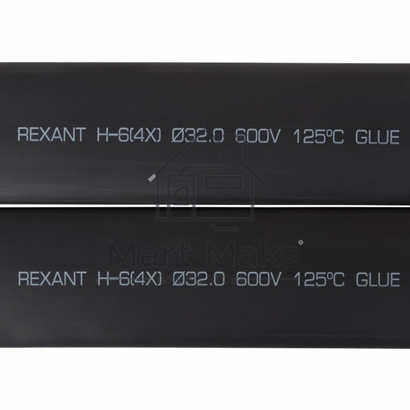 Термоусаживаемая трубка клеевая Rexant 32,0/8,0 мм, (4:1) черная, упаковка 5 шт. по 1 м