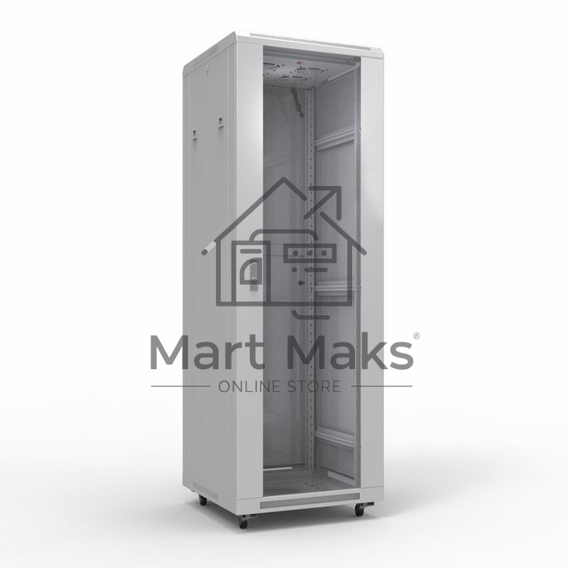 Напольный шкаф Rexant серии Standart 42U 600х800 мм, передняя дверь стекло, задняя дверь металл, RAL 7035 (состоит из 2 частей)