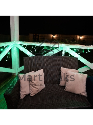 Гирлянда Neon-night Айсикл (бахрома) светодиодный, 2,4 х 0,6 м, прозрачный провод, 230 В, диоды зеленые, 88 LED