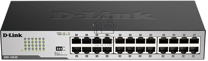 Неуправляемый коммутатор D-Link DGS-1024D с 24 портами 10/100/1000Base-T и функцией энергосбережения