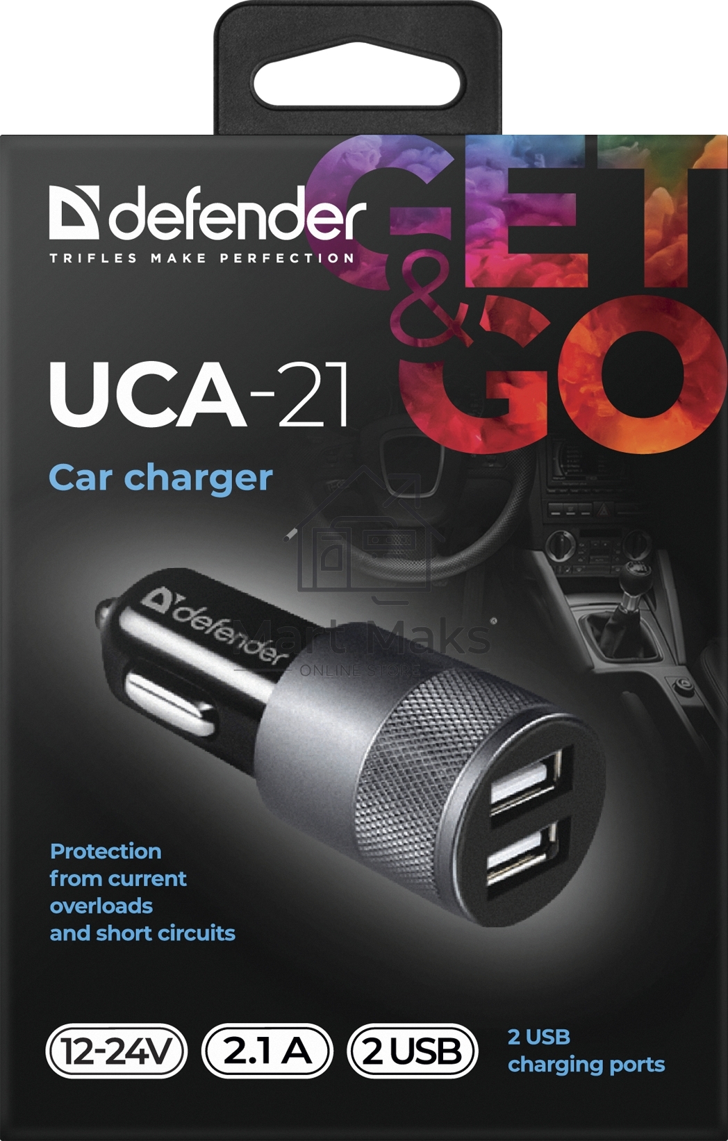 Зарядное устройство для авто Defender UCA-21 5V 2.1A