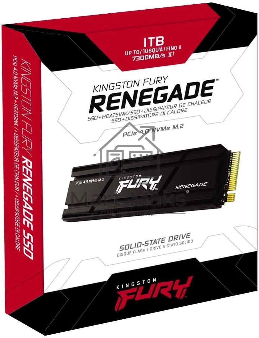 Накопитель SSD Kingston Fury Renegade, 1Tb, PCIe 4.0 x4, M.2 2280, NVMe, R/W 7300/6000, с радиатором