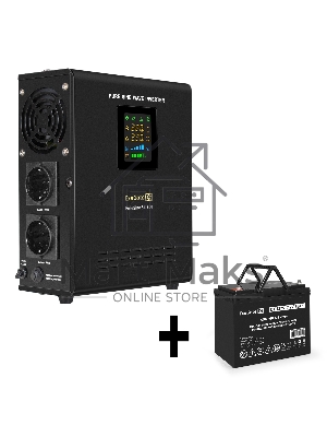 Комплект ИБП EX295996RUS + батарея 75Aч EX282983RUS 1шт (инвертор, синус, для котла, настенный) ExeGate FineSine SX-800.LCD.AVR.2SH <800VA/500W, чистая синусоида, цветной LCD-дисплей, AVR, 2*Schuko, линейно-интерактивный, крепление настенное/универсальное