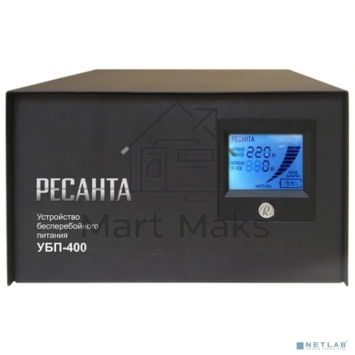 Устройство бесперебойного питания Ресанта УБП-400400 ВА. 300 Вт. 140-260 В. 1 розетка