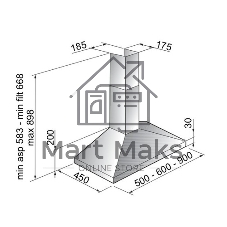 Вытяжка встраиваемая Zigmund & Shtain K 018.5 B черный, 50 см, 660 куб. м/ч, 58.6 дБ
