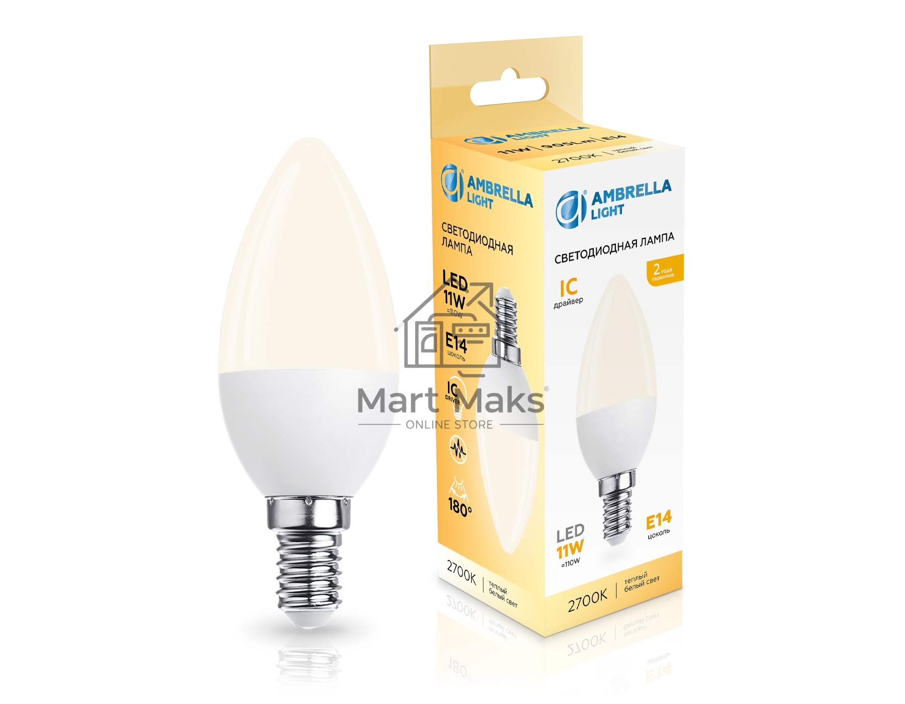 Светодиодная лампа 371113 LED C37 11W IC E14 2700K 175-265V