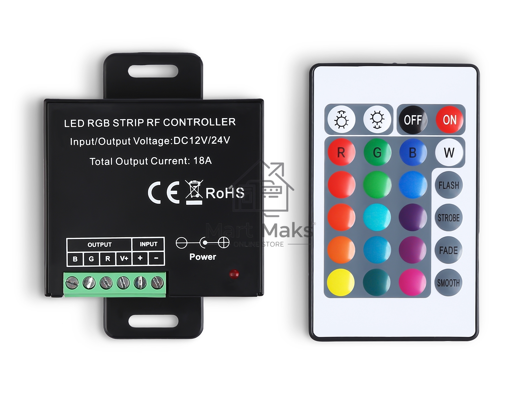 Контроллер GS11301 RGB 18A 12V 216W/ 24V 432W (ПДУ Радио 2.4G CR2025)